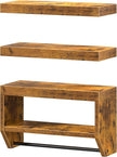 QEEIG Bathroom Floating Shelves for Wall - Shelf Over Toilet Paper Storage Farmhouse 16 inch Set of 3, Rustic Brown (028-40BN3)