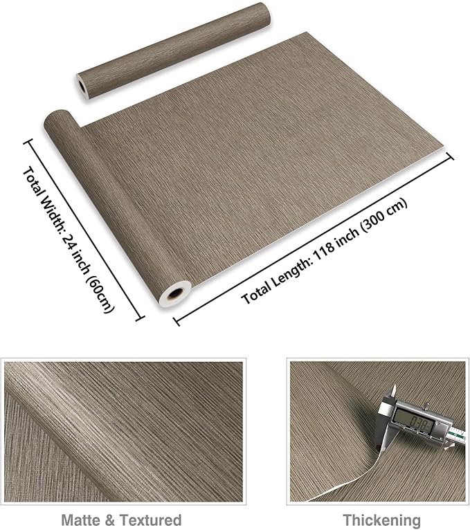 CRE8TIVE Wide 24"x118" Tan Grasscloth Peel and Stick Wallpaper Fabric Linen Contact Paper for Cabinets Waterproof Self Adhesive Removable Textured Wallpaper Grass Cloth Vinyl Roll for Bathroom Bedroom