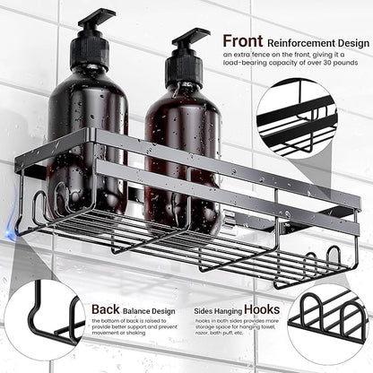 WOWBOX Shower Caddies 6 Pack - Adhesive Hanging Shower Shelf - Bathroom Organizers and Storage, No Drilling Stainless Shower Shelves for Home Decor, Bathroom Accessories (Large)