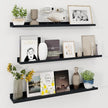 Axeman 40 Inch Floating Shelves | Black Picture Ledge Shelf Set of 3 | Rustic Wood Wall Shelves with Lip | 40