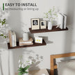 Marsmiles Wood Floating Shelves for Wall Set of 2, 24 Inch Wide Rustic Wooden Floating Shelves, Invisible Wall Mounted Display for Living Room Bedroom Kitchen Bathroom Office, Weathered