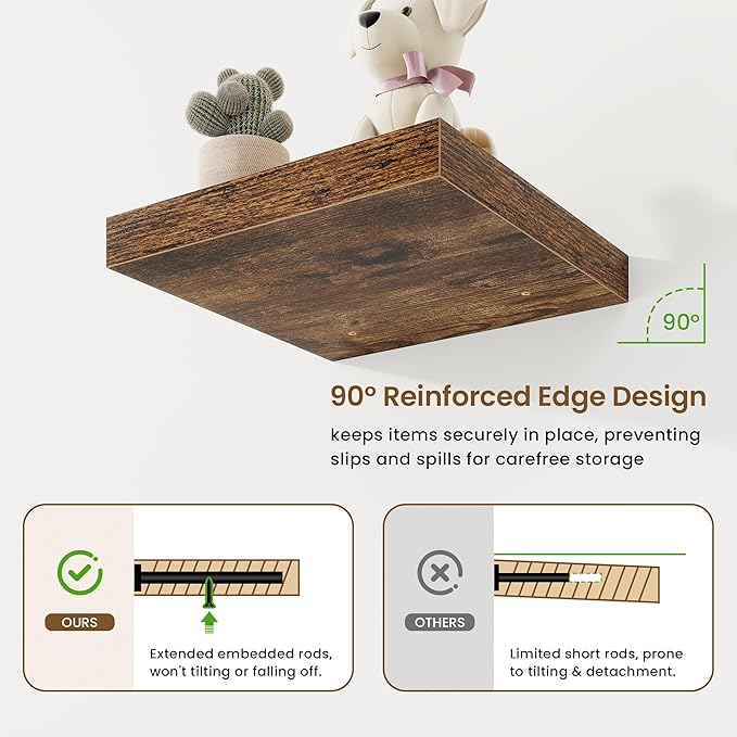 Square Floating Shelves for Wall, 12