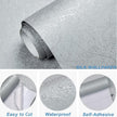 Cohoo Home Gray Peel and Stick Wallpaper Grey Silk Contact Paper for Cabinets and Drawers Silver Textured Self Adhesive Removable Wallpaper Bathroom Bedroom Waterproof Wall Covering 15.7inL 197inW