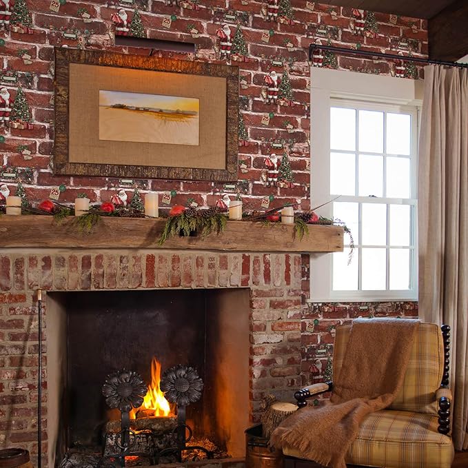Christmas Wallpaper Brick Wallpaper Peel and Stick 17.3