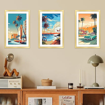 FIXSMITH 11x17 Picture Frame Gold Set of 4, Photo Frame with HD Plexiglass, Display Pictures 9x15 with Mat or 11x17 Without Mat, Gold Picture Frames Collage Wall Decor, Gallary Wall Frame