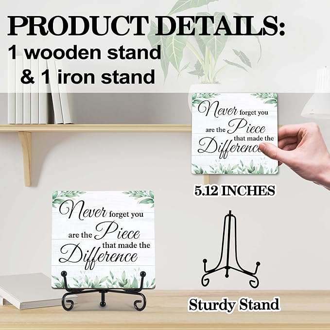 Thank You Appreciation Gifts for Mentor Teacher Nurse Employee, Never forget you are the Piece that Made the Difference Wooden Sign, Office Desk Decor - E12