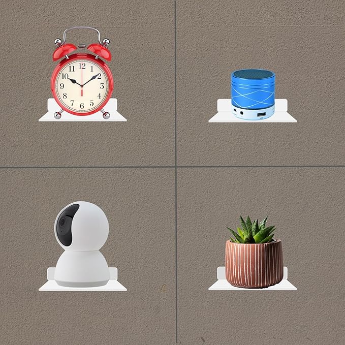 Small Shelf for Wall, 5 Inch, Metal Floating Shelves for Echo dot, Cameras, Tiny Speaker, Tiny Wall Mount Shelves (White 2pcs)