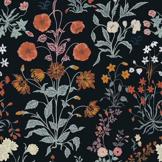 Floral Peel and Stick Wallpaper Vintage Wallpaper Dark Blue Wall Paper Wildflower Contact Paper for Cabinets Vinyl Renter Friendly Waterproof Self-Adhesive Bathroom Kitchen Bedroom 393"×17.3"