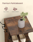 VASAGLE 7-Tier Vertical Shoe Rack, Narrow Shoe Storage Organizer with Hooks, Slim Corner Tower Shelf, Space-Saving for Entryway and Bedroom, Rustic Brown ULBS200KD01