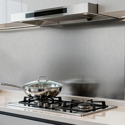 Stainless Steel Contact Paper 15.7"x 196" Silver Stainless Steel Contact Papers Peel and Stick Countertop Self Adhesive Thick Texture Vinyl Waterproof Wallpaper for Fridge Kitchen Cabinets