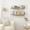 Heimlove Deep Floating Shelves for Wall, 32W x 8D Wood Wall Shelves Set of 2, Wide Floating Bookshelf for Living Room, Kitchen, Office, Bedroom and Decor Storage, with Metal Bracket - Rustic Brown