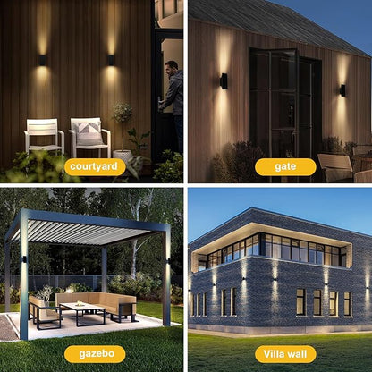 Solar Sconce Lights Outdoor, Dimmable Solar Wall Lights Up and Down, 3000K 700LM Solars Lights Outdoor IP65 Waterproof for Yard Patio Garage Porch, 2pcs
