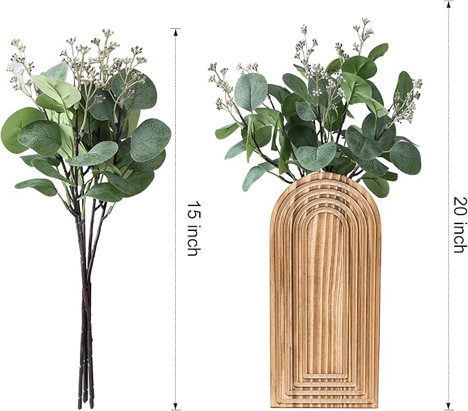 DREAMLOOM 2 Pack Wooden Wall Vases with Fake Plants, Wall Hanging Planters Boho Modern Farmhouse Indoor for Narrow Spaces Entryway Bathroom Home Office Decoration, Black