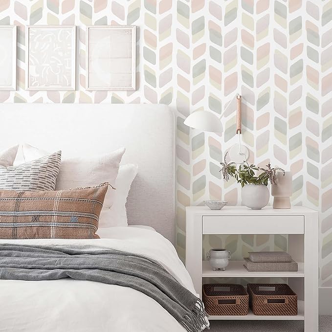 17.3in X32.8ft Boho Peel and Stick Wallpaper Pink Checkered Contact Paper Neutral Geometric Wall Paper Modern Self Adhesive Removable Wallpaper for Bathroom Kitchen Cabinet Waterproof Vinyl Roll