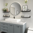 RICHER HOUSE Bathroom Floating Shelves with Guardrail, Set of 4 Rustic Wall Mounted Storage Shelves, Over Toilet - Black