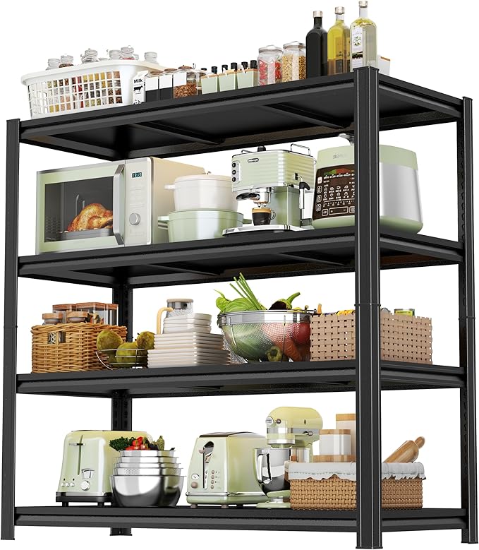 Kitchen Storage Shelves, 5-Tier Adjustable Heavy Duty Metal Kitchen Shelving Unit, Kitchen Appliance Shelf for Storage, Free Standing Organizer Shelf (39.4" W× 15.8" D ×63" H)