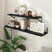 Axeman Deep Floating Shelves - 30 Inch Black Floating Shelves Set of 2-12 Inch Deep Wood Wall Shelves for Living Room Bathroom Kitchen
