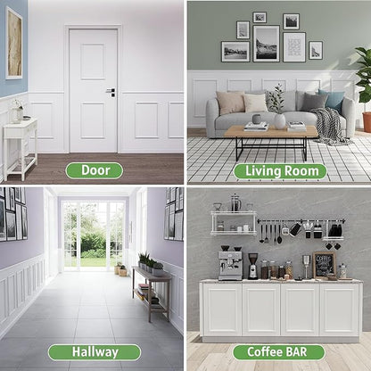 Peel and Stick Wall Molding, 4 Set 16" x 24" Premade Wainscoting Panels, Ready-to-Assemble Wall Accent Kit, Paintable Molding Trim Decor for Living Room Bedroom Hallway Picture Frames