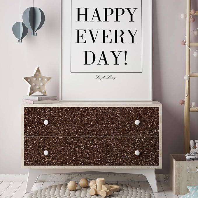 CHIHUT Dark Brown Glitter Peel and Stick Wallpaper Brown Glitter Contact Paper for Cabinets Bedroom Walls Removable Self Adhesive Decorative Wallpaper Fabric Roll for Drawer Gift DIY 15.7''x100''