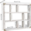 17.7x15.7-Inch Shadow Box Shelf 9-Slot Rustic Wood Floating Shelves Larger Shelf Lightweight Solid Wood Display(Set of 2,9C-Rustic White)