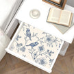 Beige Wallpaper Peel and Stick Blue Floral Bird Vintage Contact Paper 17.5