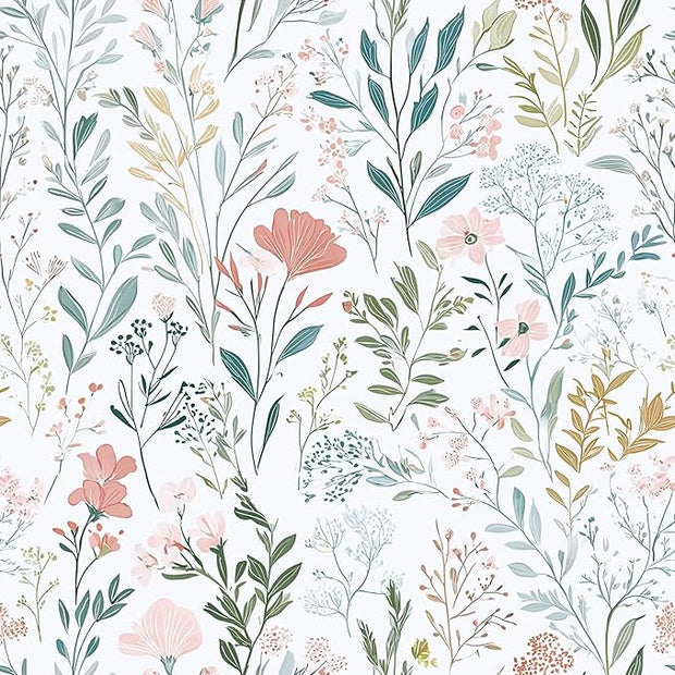 Floral Peel and Stick Wallpaper Boho Floral Contact Paper 16.9" x 196.8" Modern Wildflower Self Adhesive Wallpaper for Bathroom Flower Decorative Removable Wall Paper for Bedroom Cabinets