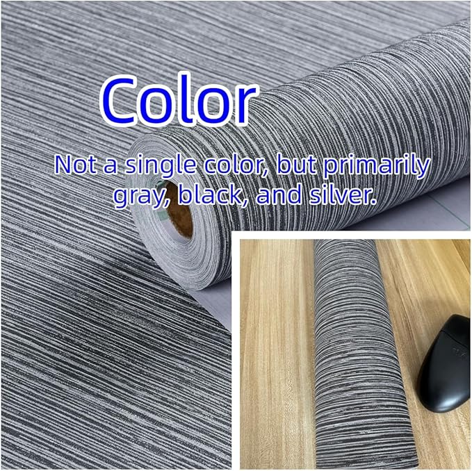 Haimin Grasscloth Wallpaper Textured 24in X 393in Fabric Contact Paper Gray Wall Paper Textured Linen Wallpaper Peel and Stick Self-Adhesive Thick Vinyl Embossed Film Wallpaper (Gray)