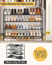 SLEEPING LAMB Long 4-Tier Shoe Organizer for Closet, Stackable Wide Shoe Rack Holds 30-Pairs Low Shoe Shelf Storage for Bedroom, Floor, Entryway(Black)