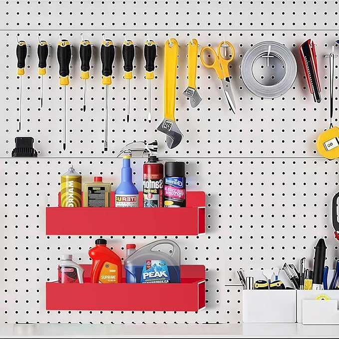 Magnetic Spice Rack Organizer for Fridge Seasoning Organizer for Kitchen storage with Screw Magnetic Shelf with Hook for Refrigerator and Oven (4pack1hook-Red)