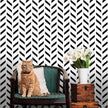 Black and White Peel and Stick Wallpaper Striped Wallpaper Herringbone Contact Paper Self Adhesive Waterproof Vinyl Roll for Bathroom Kitchen Backsplash Cabinets A Set of 17.3