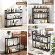 FILWH Bathroom Shelf Bamboo Organizer Rack Adjustable 3-Tier Storage Shelf Wall Mounted Storage Rack Over The Toilet Utility Shelves Living Room Kitchen Shelf(Black)