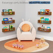 Walnut Brown Nursery Book Shelves Wall Mounted, Wooden Floating Bookshelf for Kids Room Bedroom, Dark Wood Nursery Bookshelves for Kitchen Classroom Playroom (Solid Pine, 3-Pack)
