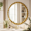 Round Mirror for Wall, 32 Inch Gold Beaded Frame Decorative Vanity Mirror, Circle Bathroom Mirror with High-Definition Lense, Modern Wall Decor for Bathroom, Living Room, Bedroom, Entryway