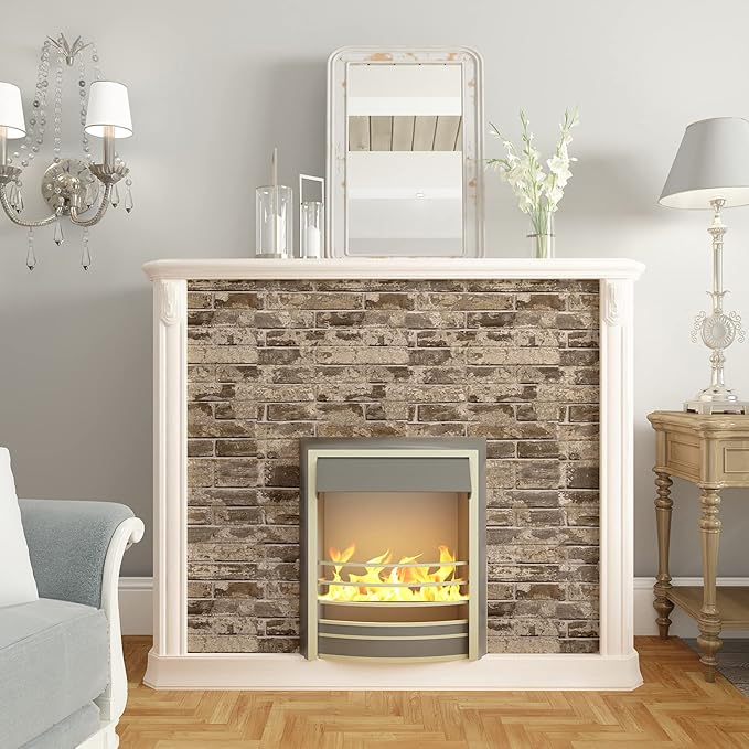 VEELIKE Brown Faux Brick Wallpaper 15.7''x118'' 3D Textured Peel and Stick Wall Paper Self Adhesive Waterproof Contact Paper for Wall Kitchen Backsplash Room Decor Vinyl