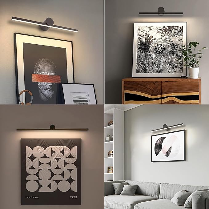 ZitoStory Battery Operated Picture Light with Remote,Wireless Dimmable Art Lights for Paintings Rechargeable Gallery Light Artwork Lighting for Canvas, Portrait (Black,20'' Inch)