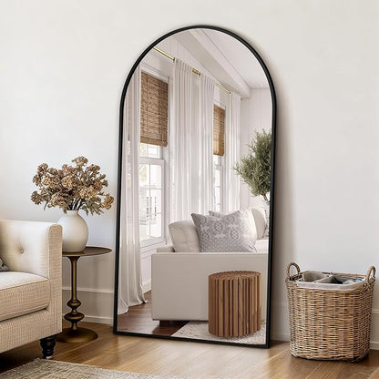 Arched Wall Mirror for Bathroom,Mirrors for Wall,30"x55",Vanity Mirror for Bedroom Dresser, Entryway, Living Room, Metal Frame,Hanging or Leaning Against(Black)