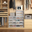 10 Tier Shoe Storage Cabinet with Door, Portable Narrow Organizer Rack for 20 Pairs, White Plastic with Hooks for Entryway or Bedroom