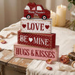 Marsui 4 Pcs Valentine's Day Decorations Truck Wooden Signs Rustic Distressed Table Decor Valentines Centerpieces Blocks Farmhouse Tiered Tray Decor Happy Valentine Day Decorations for Home Desk Shelf