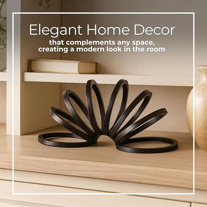Black Metal Decorative Sculpture – Contemporary Geometric Aluminum Accent for Living Room, Shelf, Coffee Table, Bedroom, or Office – Modern Minimalist Home Decor – 11", Black