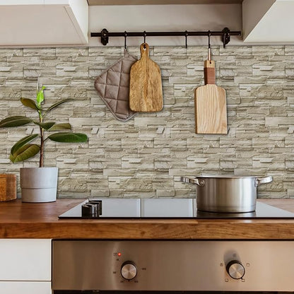 Stone Brick Wallpaper Peel and Stick, Brick Contact Paper for Kitchen Backsplash, Removable Self Adhesive Faux Stone Brick Wallpaper for Living Room Fireplace Accent Wall 17.71" X 118"