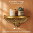 American Art Decor Vintage Ornate Resin Owl Bird Manor Floating Wall Mounted Shelf in Antique Gold - Shabby Chic Baroque Decor Ledge for Small Displays