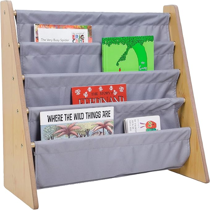 Wildkin Sling Bookshelf, Natural with Grey