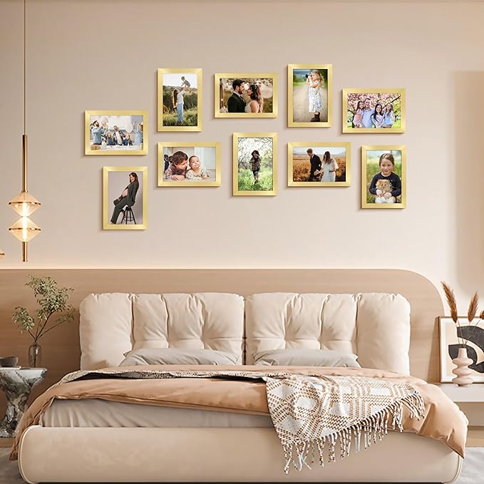 FIXSMITH 4x6 Picture Frame Bulk-4 Pack, Gold Picture Frames Collage Wall Decor, Wall & Tabletop Picture Frames, Photo Frame 4x6 with HD Plexiglass