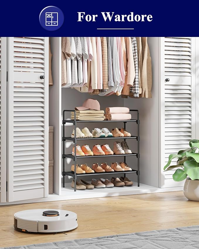 Kitsure Shoe Rack for Closet, Shoe Organizer for Front Door Entrance, Stackable Shoe Shelf, Detachable Closet Organizers and Storage, 26.6
