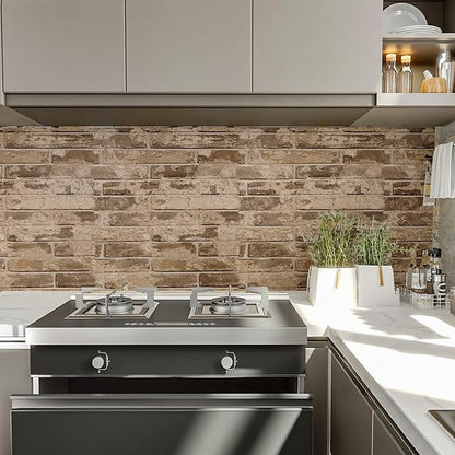 VEELIKE 15.7''x354'' Brick Wallpaper Peel and Stick for Bedroom 3D Textured Vintage Red Faux Brick Wallpaper Self Adhesive Waterproof Removable Stone Brick Wall Paper for Kitchen Backsplash Backdrop