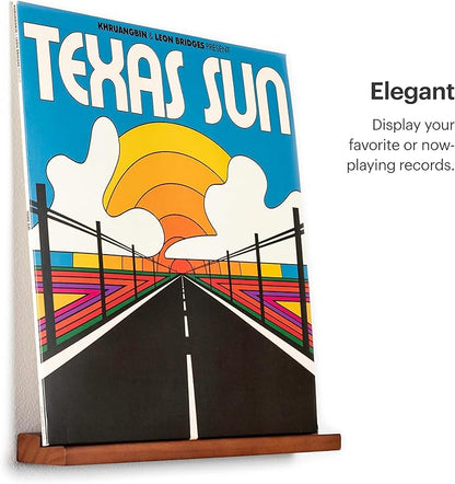 Vinyl Record Wall Mount - an Elegant Display Ledge Made from Solid Wood - This Vinyl Record Shelf Will Hold Records of Any Size (Brown)