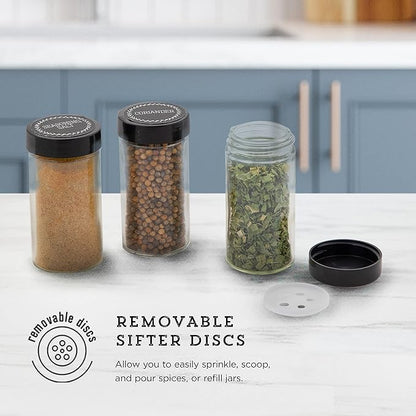 Kamenstein 16 Jar Montauk Revolving Countertop Spice Rack Organizer with Spices Included, FREE Spice Refills for 5 Years, Chrome with Black Caps