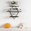 Modern Wooden Floating Wall Shelf Decor for Wall Storage – Geometric Design Decorative Wall Mount 3-Tier Hanging Shelf Plant Display for Bedroom, Living Room, Bathroom, Kitchen
