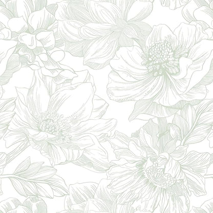 Ismoon Large Floral Peel and Stick Wallpaper Boho White and Green Contact Paper 17.3inx16.3ft Modern Wall Paper Removable Self Adhesive Vinyl Wallpaper for Bedroom Cabinet Bathroom Mural Wall Decor