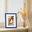 Vittanly 8x10 Picture Frames Set of 4, Display Pictures 5x7 with Mat or 8x10 without Mat, Gallery Wall Frame Set for Wall or Tabletop, Engineered Wood with Shatter Resistant Plexiglass, Royal Blue